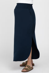 Navy Smocked Maternity Maxi Skirt