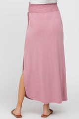 Mauve Smocked Maternity Maxi Skirt