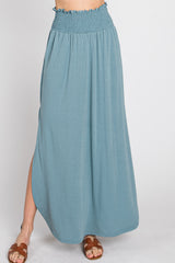 Light Blue Smocked Maxi Skirt