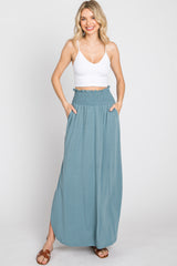 Light Blue Smocked Maxi Skirt