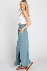 Light Blue Smocked Maxi Skirt