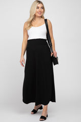 Black Smocked Maternity Maxi Skirt