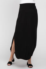 Black Smocked Maternity Maxi Skirt