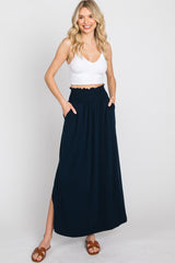 Black Smocked Maternity Maxi Skirt