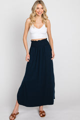 Black Smocked Maxi Skirt