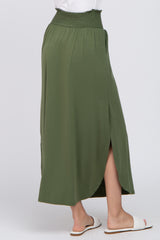 Olive Smocked Maxi Skirt