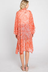 Orange Floral Side Slit Cover Up