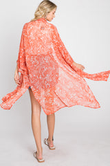 Orange Floral Side Slit Cover Up