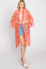 Orange Floral Side Slit Cover Up