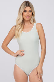 Mint Ribbed Scoop Back One Piece Swimsuit