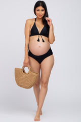 Black Crisscross Waist Maternity Bikini Bottoms