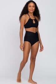 Black Crisscross High Waist Bikini Bottoms