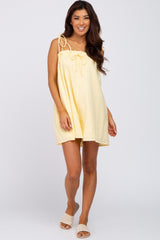 Yellow Shoulder Tie Ruffle Square Neck Romper