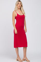 Red Scoop Back Sweater Midi Dress