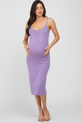 Lavender Scoop Back Sweater Maternity Midi Dress