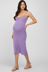 Lavender Scoop Back Sweater Maternity Midi Dress