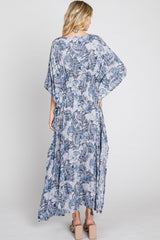 Navy Paisley Print Kaftan Maxi Dress