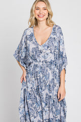 Navy Paisley Print Kaftan Maxi Dress