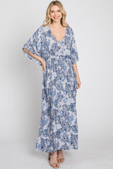 Navy Paisley Print Kaftan Maxi Dress