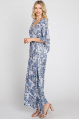 Navy Paisley Print Kaftan Maxi Dress