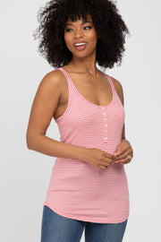 Pink Striped Racerback Tank Top