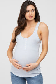 Blue Striped Racerback Maternity Tank Top