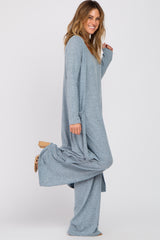 Heather Blue Sleeveless Jumpsuit Cardigan Set