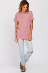 Mauve Oversized Short Sleeve Top