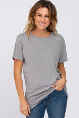 Heather Grey Oversized Short Sleeve Maternity Top