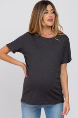 Charcoal Oversized Short Sleeve Maternity Top