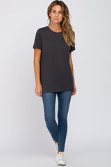 Charcoal Oversized Short Sleeve Top