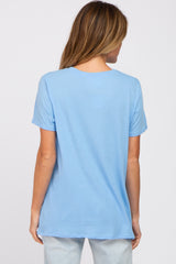 Light Blue Oversized Short Sleeve Top