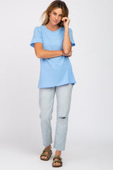 Light Blue Oversized Short Sleeve Top