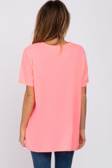 Neon Coral Oversized Short Sleeve Top