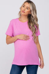 Pink Oversized Short Sleeve Maternity Top