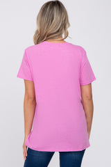 Pink Oversized Short Sleeve Maternity Top