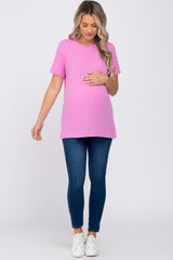 Pink Oversized Short Sleeve Maternity Top