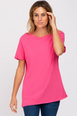 Fuchsia Oversized Short Sleeve Maternity Top