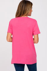 Fuchsia Oversized Short Sleeve Top