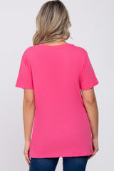 Fuchsia Oversized Short Sleeve Maternity Top