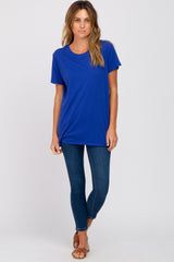 Royal Blue Oversized Short Sleeve Top