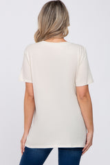 Beige Oversized Short Sleeve Maternity Top