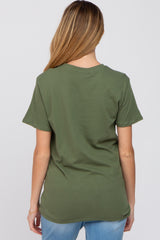 Olive Oversized Short Sleeve Maternity Top