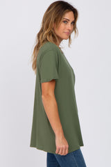 Olive Oversized Short Sleeve Top