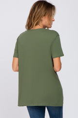 Olive Oversized Short Sleeve Top