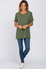 Olive Oversized Short Sleeve Top