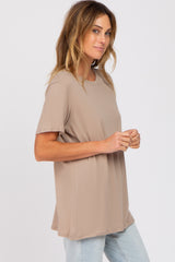 Mocha Oversized Short Sleeve Top