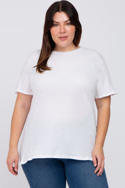 White Solid Short Sleeve Plus Top