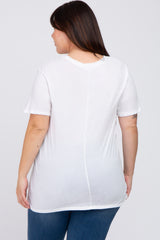 White Solid Short Sleeve Plus Top