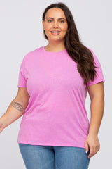 Pink Heathered Short Sleeve Plus Maternity Top